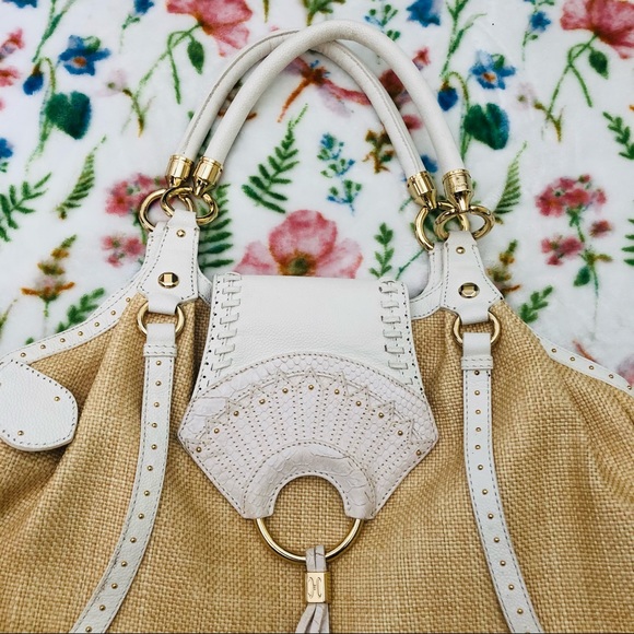 Cole Haan Collection Woven Straw Leather Large Bag - Picture 7 of 16